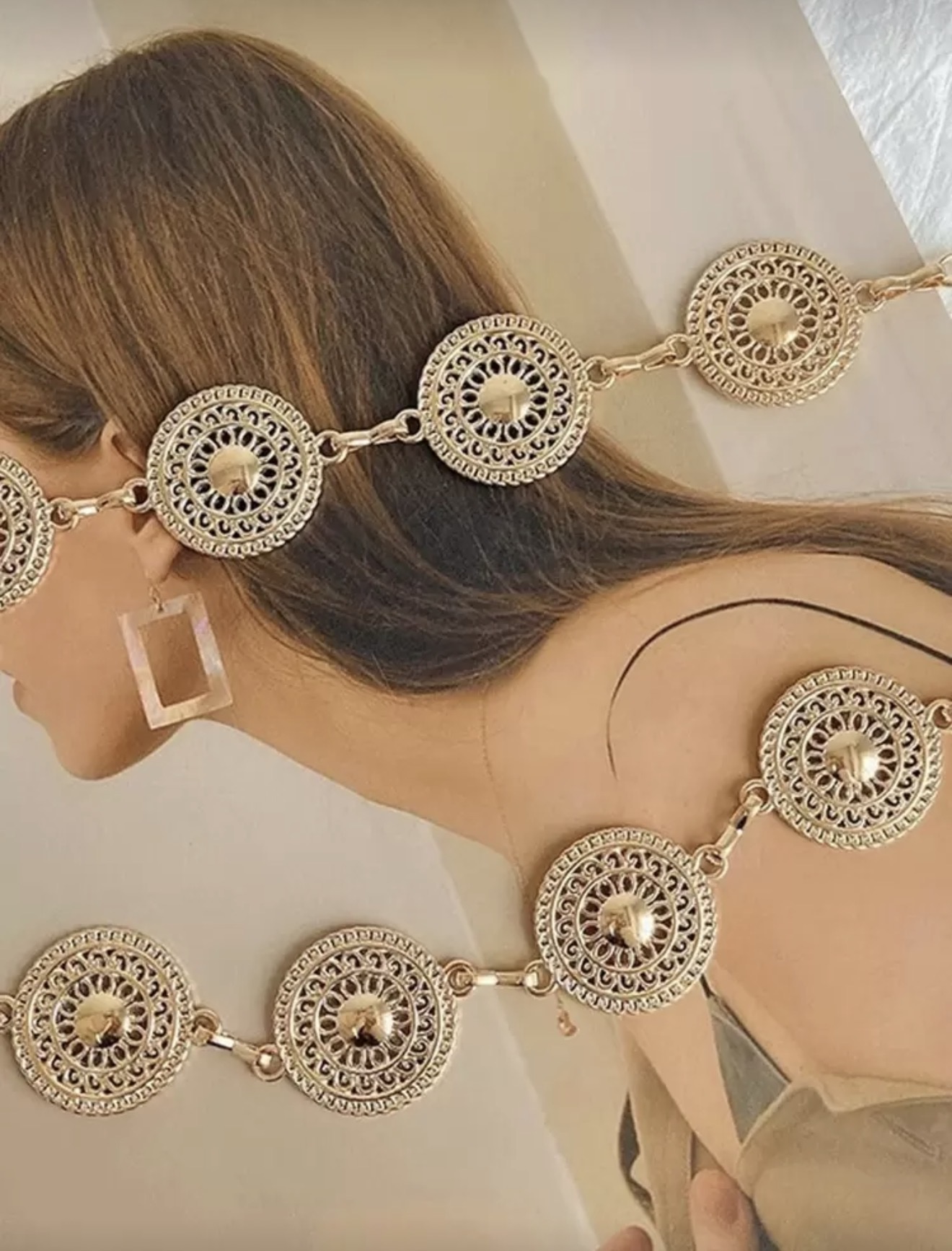 1 pièce Chaîne de taille en métal doré