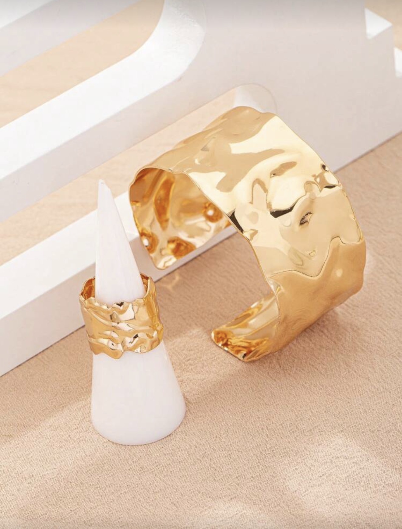 1 set Élégant Ensemble de bracelets et bagues en métal