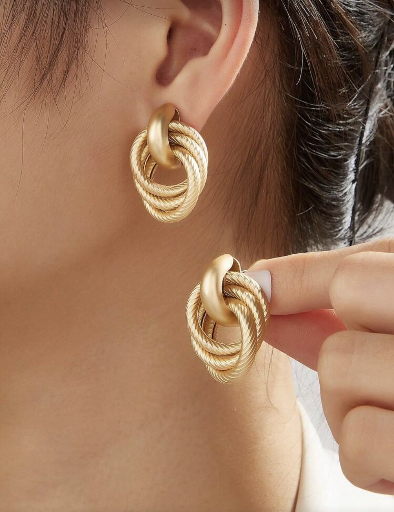 1 Paire De Clips D'oreille Géométriques Simples Et Torsadés Pour Dames